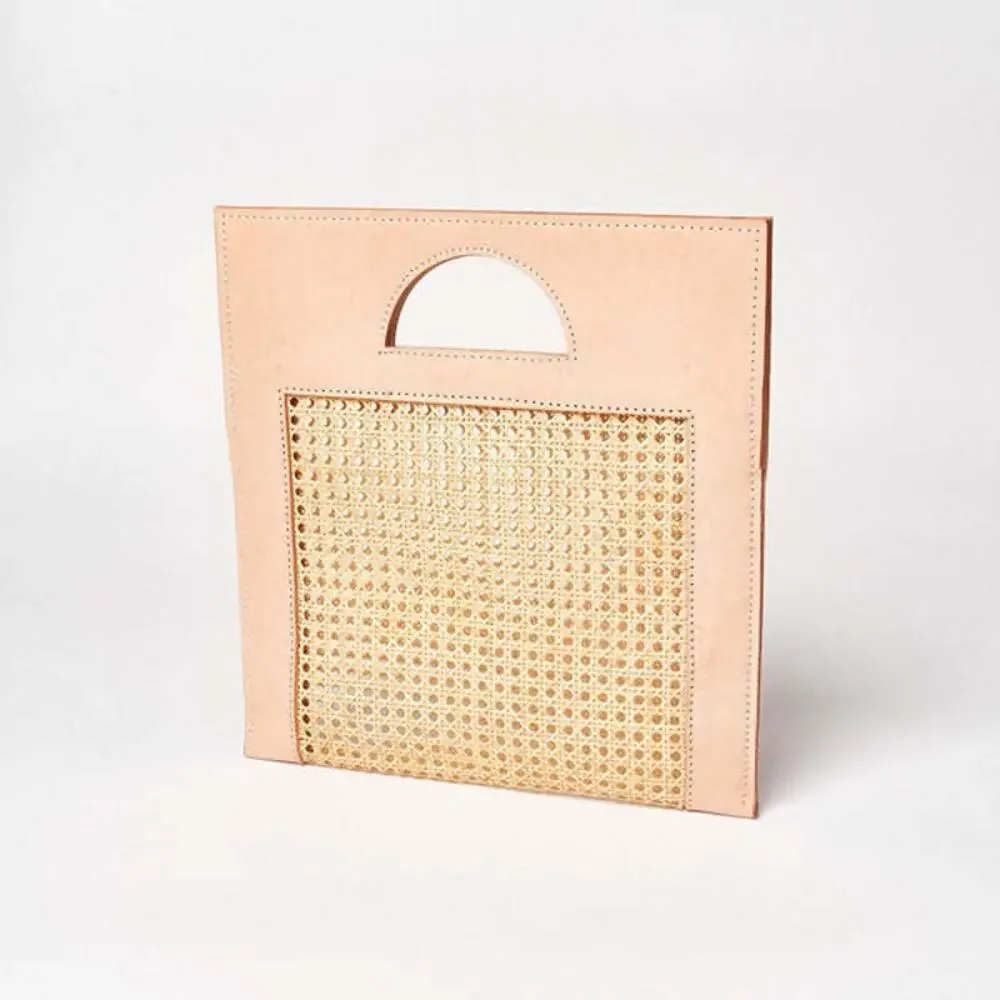 Glad & Young leather Rattan cane Clutch handbag